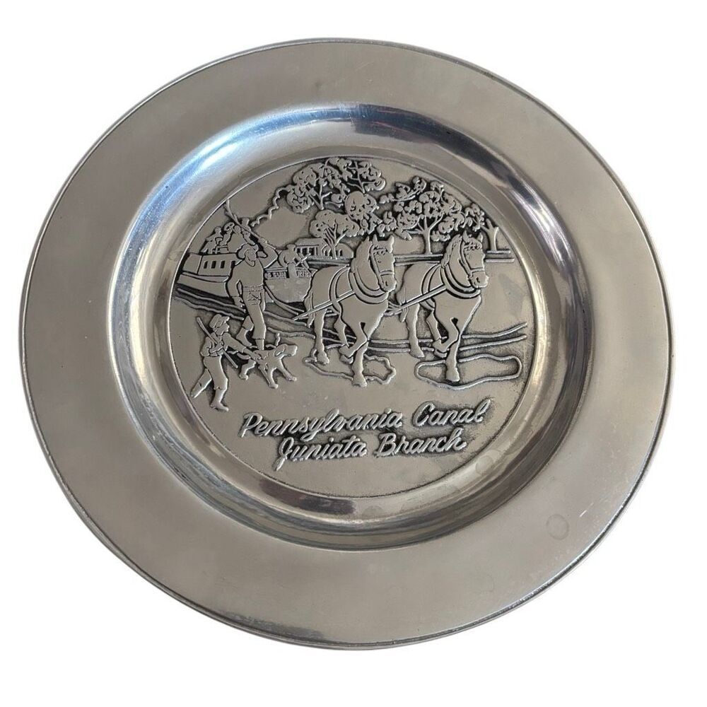 Vintage Wilton Armetale Pewter Plate Pennsylvania Canal Juniata Branch 11 Inch⁠